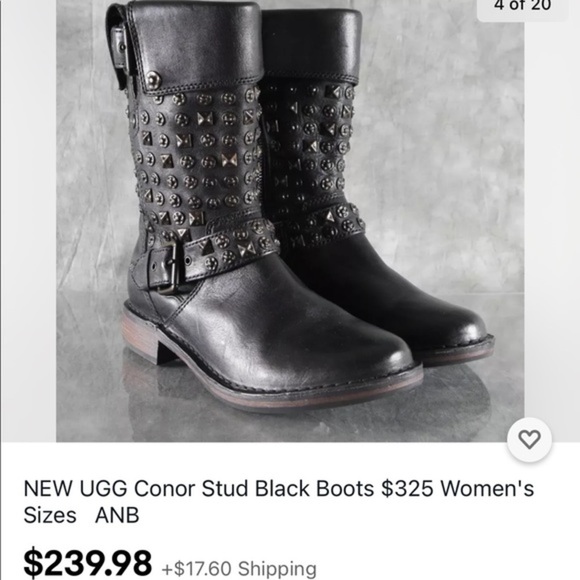 SALE ❤️ UGG Conor Harness Studded Shearling Brown Leather Moto Biker Boots 7.5 - Picture 11 of 12